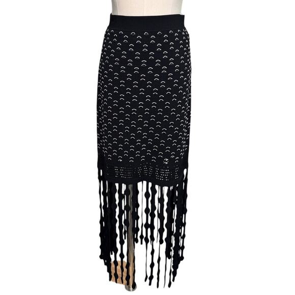 Jonathan Simkhai Filippa Lattice Fringed Skirt stretch black white size small S - Picture 5 of 10